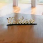 Believe Decorative Home Accent - 12.5" Rustic Golden Handcrafted Aluminum Sculpture for Home Decor, Gifts & Festive Displays - Image 3