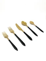 Luxury Matte Black and Golden Stainless Steel Flatware Set - 20 Piece Elegant Dining Cutlery - Image 3