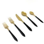 Luxury Matte Black and Golden Stainless Steel Flatware Set - 20 Piece Elegant Dining Cutlery