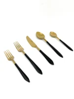 Luxury Matte Black and Golden Stainless Steel Flatware Set - 20 Piece Elegant Dining Cutlery