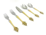 Elegant 20-Piece Stainless Steel Golden Flatware Set with Leaf Style Design - Luxurious & Durable Dining Utensils - Image 6