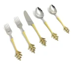 Elegant 20-Piece Stainless Steel Golden Flatware Set with Leaf Style Design - Luxurious & Durable Dining Utensils