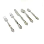 Elegant 20-Piece Stainless Steel Flatware Set with Seashell & Wave Patterned Handles - Complete Dining Set