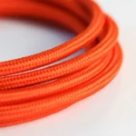 Premium 3 Core Round Vintage Fabric Cable - Italian Braided Flex, 0.75mm, Orange - Ideal for Lamps & Chandeliers