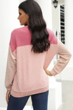 Rachel Block Long Sleeve Ribbed Loose Top - Chic & Effortless Style for Every Occasion - Image 5