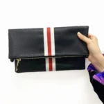 Toni Fold Over Clutch - Stylish Vegan Leather Handbag with Woven Shoulder Strap | Threaded Pear - Image 9