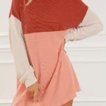 Eva Colorblock Corded Long Sleeve Mini Dress - Winter Style | Trendy & Elegant