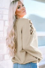 Harlow Leopard Splicing Drop Shoulder Zipped Sweatshirt - Stylish & Comfortable - Image 3