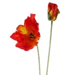 Elegant Artificial Poppy Stem with 2 Silk Flowers - 100cm Long | Perfect for Home Decor & Floral Arrangements