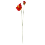 Elegant Artificial Poppy Stem with 2 Silk Flowers - 100cm Long | Perfect for Home Decor & Floral Arrangements - Image 2