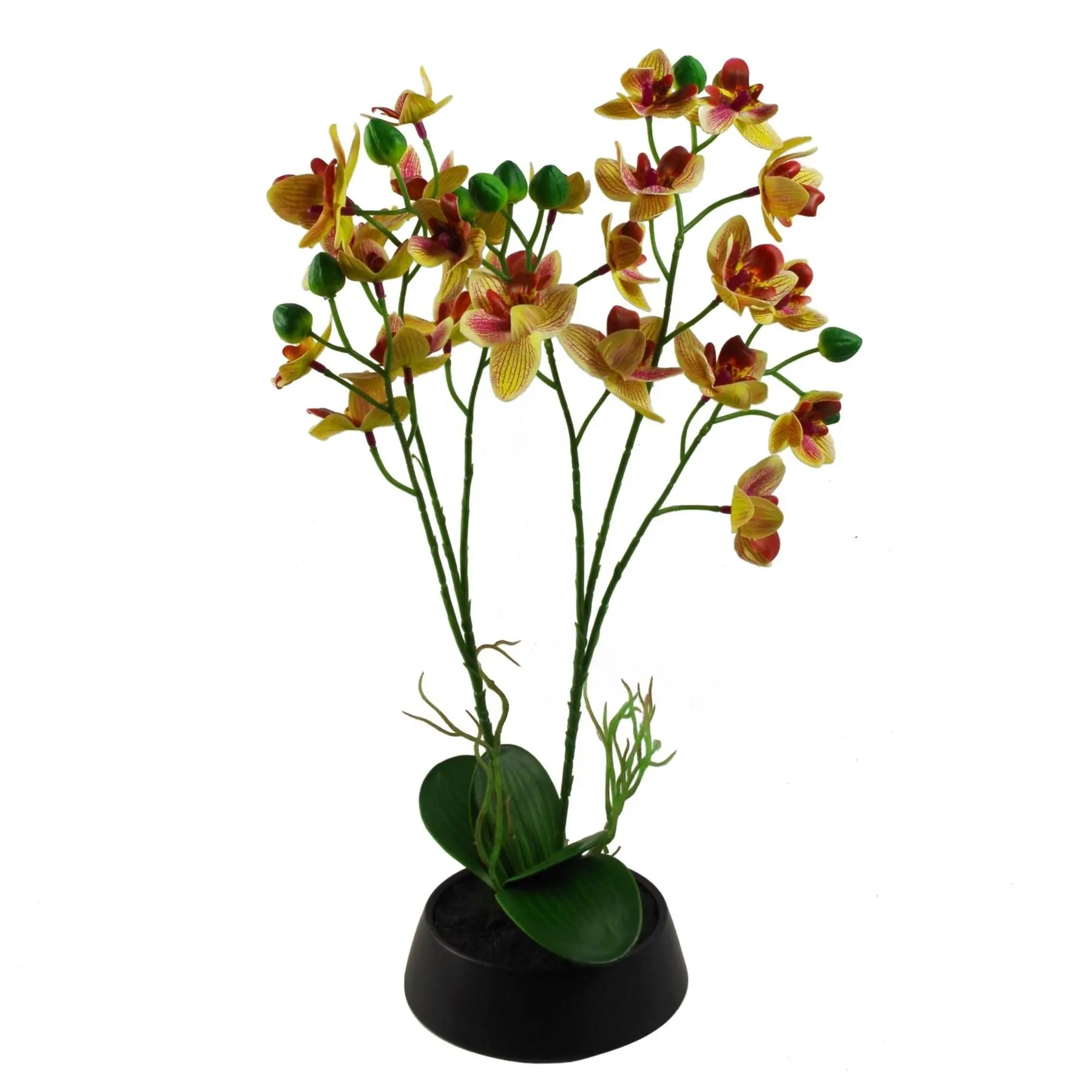 34874145_large.webp Elegant Artificial Orchid Flowers in Pink & Yellow with Ceramic Planter 43cm Tall | Home and Office Decor - Image 1