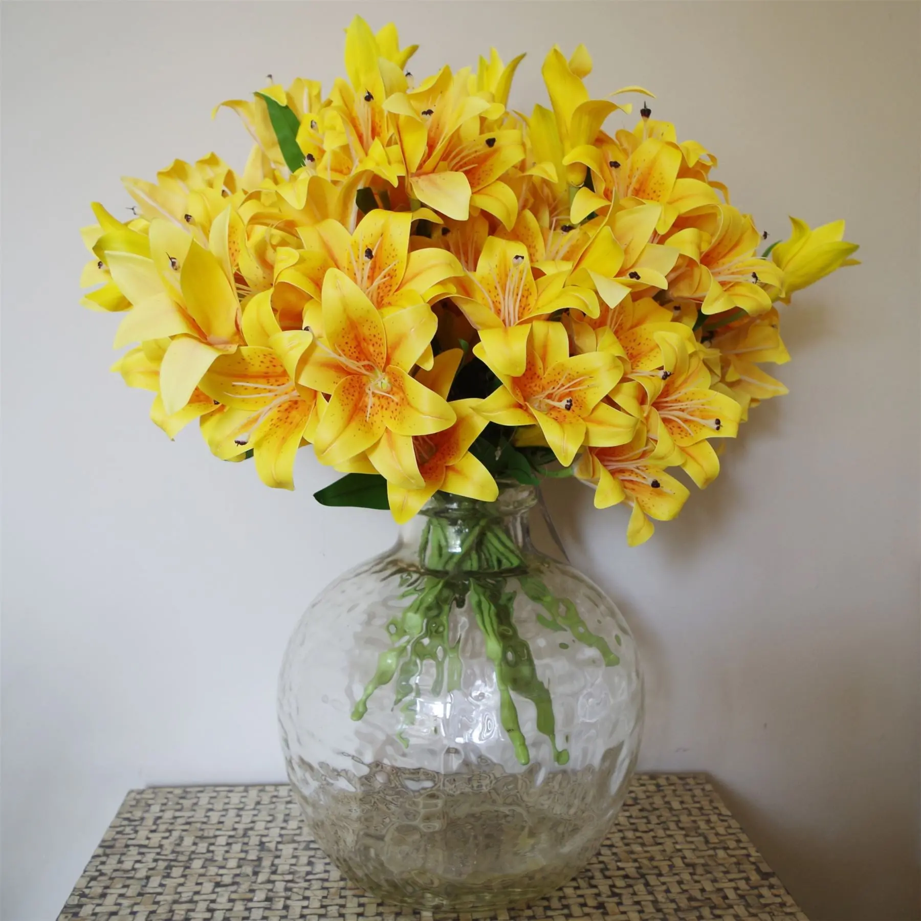 34874191_large.webp Artificial Yellow Lily Flowers - 60cm Bare Stem, Pack of 12 - Realistic & Versatile Floral Arrangement - Image 1