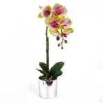 Elegant Artificial Pink Orchid in Silver Pot - 46cm Tall, Realistic Touch | Perfect Home & Office Decor