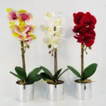 Elegant Artificial Pink Orchid in Silver Pot - 46cm Tall, Realistic Touch | Perfect Home & Office Decor - Image 7