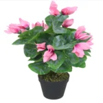Artificial Pink Cyclamen Plant - 38cm, Lifelike Green & Pink Foliage, Decorative Potted Plant by Leaf Design UK