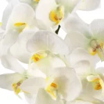 Elegant Large White Gold Artificial Orchid - 52cm Real Touch Flowers | Decorative Pot by Leaf Design UK