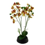 Vibrant 43cm Pink & Yellow Artificial Orchid Plant in Ceramic Planter - Leaf Design UK Home Decor