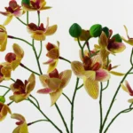 Vibrant 43cm Pink & Yellow Artificial Orchid Plant in Ceramic Planter - Leaf Design UK Home Decor - Image 2