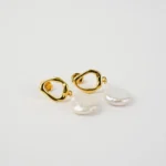Exquisite Freshwater Wave Circle Earrings - Handcrafted Elegance with Baroque Pearls