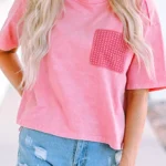 Jolene Lace Patch Pocket T-Shirt - Chic & Comfortable Summer Essential