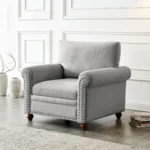 Contemporary Grey Living Room Sofa Chair with Wood Legs - Modern Comfort & Style