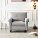 Contemporary Grey Living Room Sofa Chair with Wood Legs - Modern Comfort & Style - Image 2