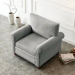 Contemporary Grey Living Room Sofa Chair with Wood Legs - Modern Comfort & Style - Image 3