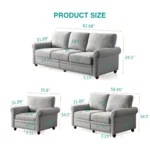 Contemporary Grey Living Room Sofa Chair with Wood Legs - Modern Comfort & Style - Image 10