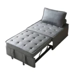 Multipurpose Faux Leather Ottoman Lazy Chair Pulling Out Sofa Bed (Dark Grey) - Comfortable & Versatile Furniture - Image 8