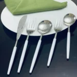 Elegant White & Silver Flatware Stainless Steel Set of 20 Perfect for Any Occasion