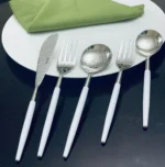Elegant White & Silver Flatware Stainless Steel Set of 20 Perfect for Any Occasion