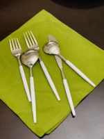 Elegant White & Silver Flatware Stainless Steel Set of 20 Perfect for Any Occasion - Image 4