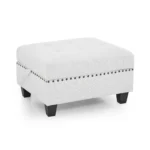 Luxurious Ivory Ottoman for Modular Sectional - High-Density Foam, Durable Teddy Fabric, Perfect for Living Rooms & Offices