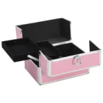 vidaXL Pink Aluminium Make-up Case 22x30x21 cm - Stylish & Portable Cosmetic Organizer for Beauty Enthusiasts - Image 7