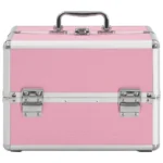 vidaXL Pink Aluminium Make-up Case 22x30x21 cm - Stylish & Portable Cosmetic Organizer for Beauty Enthusiasts - Image 8