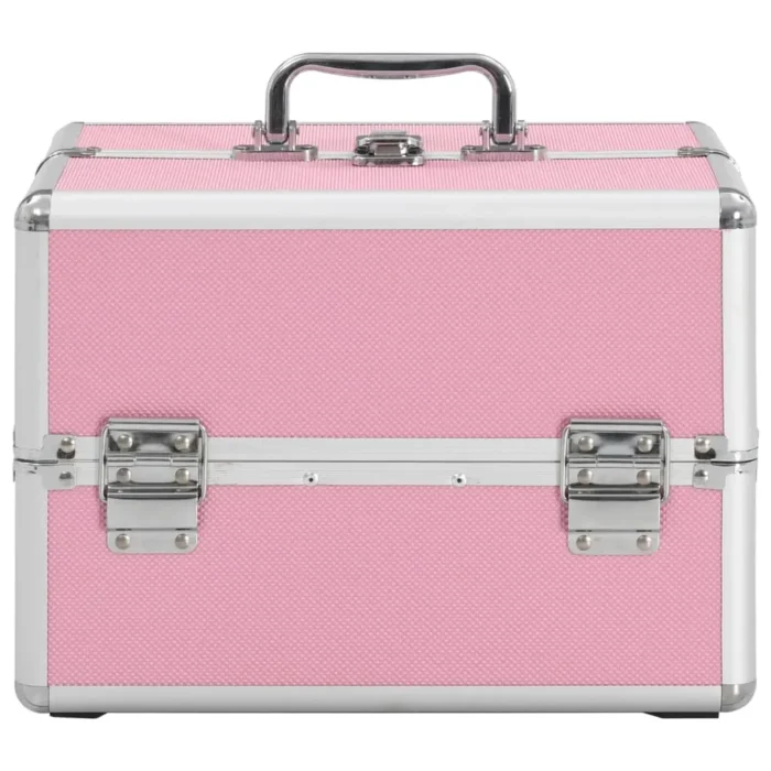 vidaXL Pink Aluminium Make-up Case 22x30x21 cm - Stylish & Portable Cosmetic Organizer for Beauty Enthusiasts - Image 8