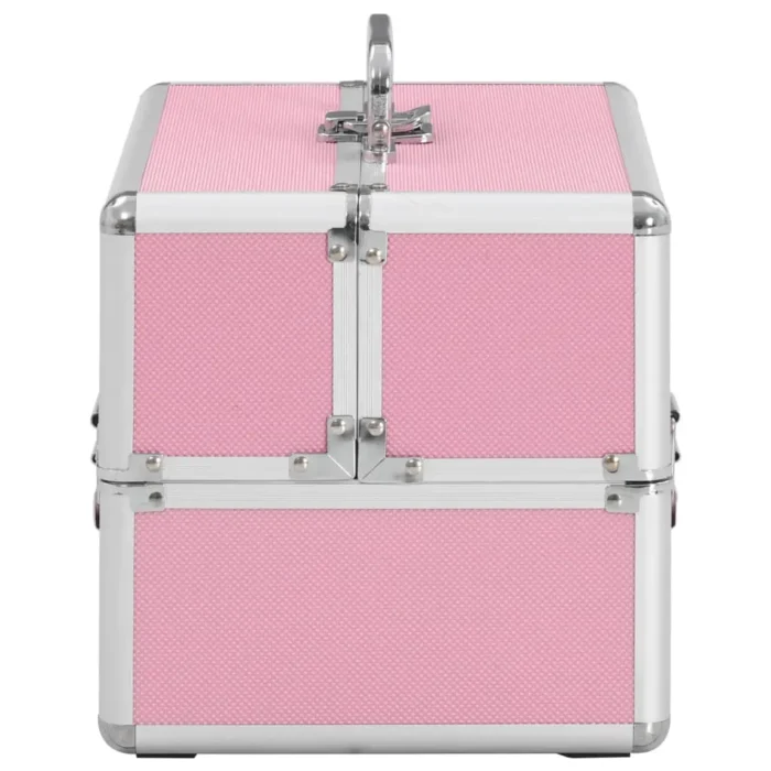 vidaXL Pink Aluminium Make-up Case 22x30x21 cm - Stylish & Portable Cosmetic Organizer for Beauty Enthusiasts - Image 9