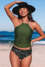 Bristol Camouflage Print Halter Neck Backless Two-piece Swimsuit - Stylish Sexy Beachwear - Image 4