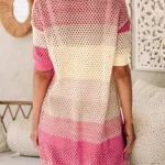 Leona Ribbed Short Sleeve Ombre Eyelet Knitted Cardigan - Stylish Comfort for Every Occasion