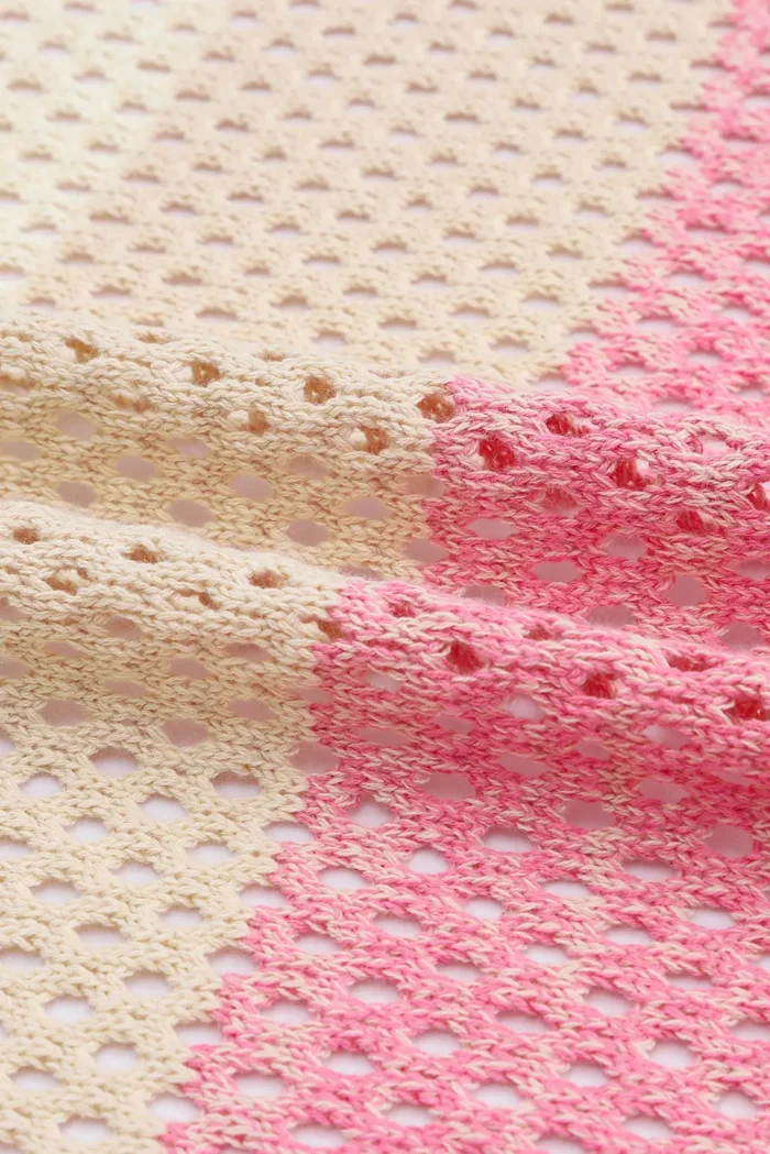 Leona Ribbed Short Sleeve Ombre Eyelet Knitted Cardigan - Stylish Comfort for Every Occasion - Image 4