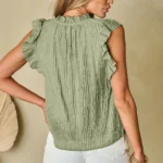 Keira V Neck Flutter Sleeve Textured Blouse - Elegant, Feminine, and Lightweight - Perfect for Any Occasion