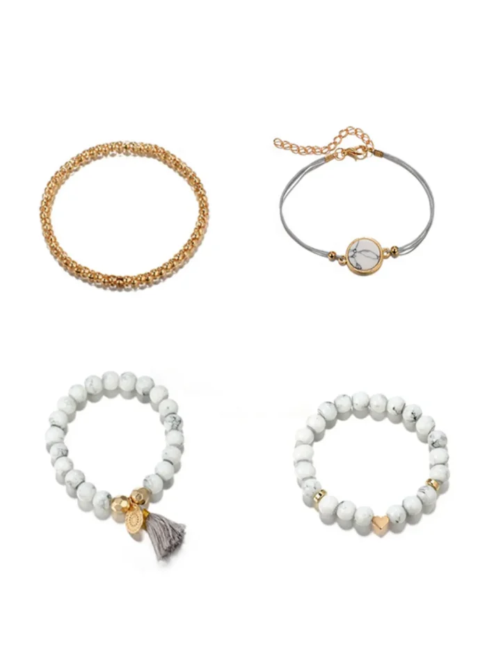 Elegant Gray Marble Bracelet Set - Versatile & Stylish Jewelry for Every Occasion - Image 3