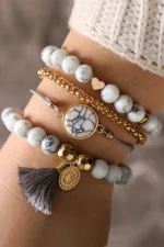 Elegant Gray Marble Bracelet Set - Versatile & Stylish Jewelry for Every Occasion - Image 2