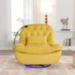 270 Degree Swivel Power Recliner with Bluetooth, Voice Control, USB Ports & Hidden Storage - Yellow