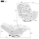 270 Degree Swivel Power Recliner with Bluetooth, Voice Control, USB Ports & Hidden Storage - Yellow - Image 2