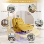 270 Degree Swivel Power Recliner with Bluetooth, Voice Control, USB Ports & Hidden Storage - Yellow - Image 7