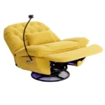 270 Degree Swivel Power Recliner with Bluetooth, Voice Control, USB Ports & Hidden Storage - Yellow - Image 13