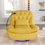 270 Degree Swivel Power Recliner with Bluetooth, Voice Control, USB Ports & Hidden Storage - Yellow - Image 21
