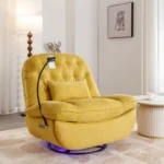 270 Degree Swivel Power Recliner with Bluetooth, Voice Control, USB Ports & Hidden Storage - Yellow - Image 22