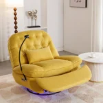 270 Degree Swivel Power Recliner with Bluetooth, Voice Control, USB Ports & Hidden Storage - Yellow - Image 24